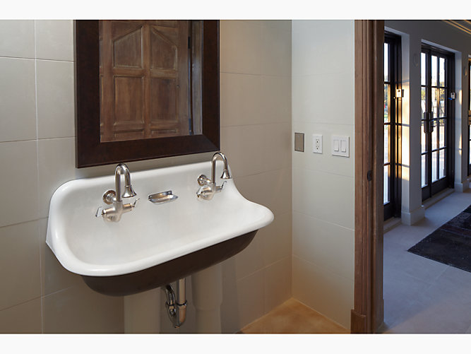 K 3200 Brockway 3 Wall Mounted Wash Sink With 2 Faucet Holes